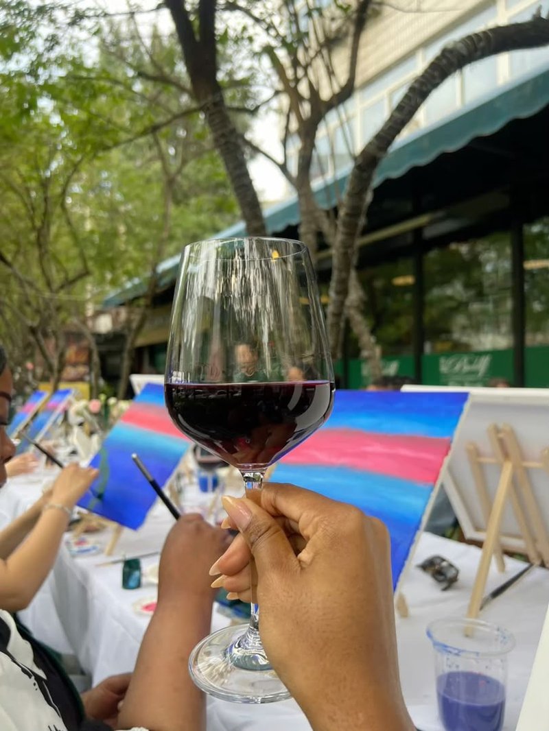 Toasting to creativity at a sip and paint event